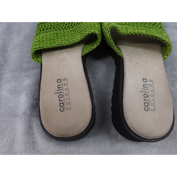 Carolina Colours‎ Sandals Women's Sz 8M Green Slip On Wedge Stretchy Woven Top - Picture 12 of 16